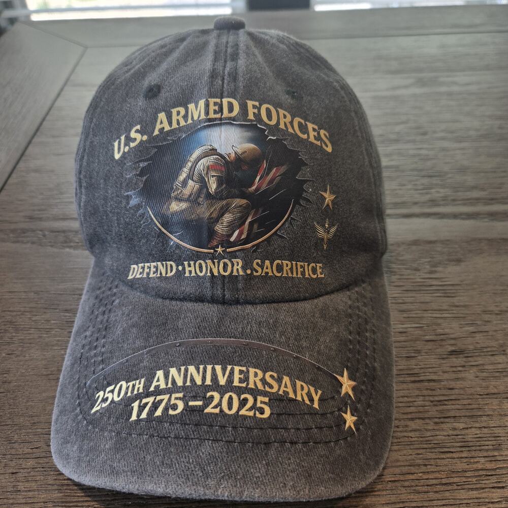 U.S. Armed Forces 250th Anniversary Cap Hat 1775-2025 Charcoal Gray...